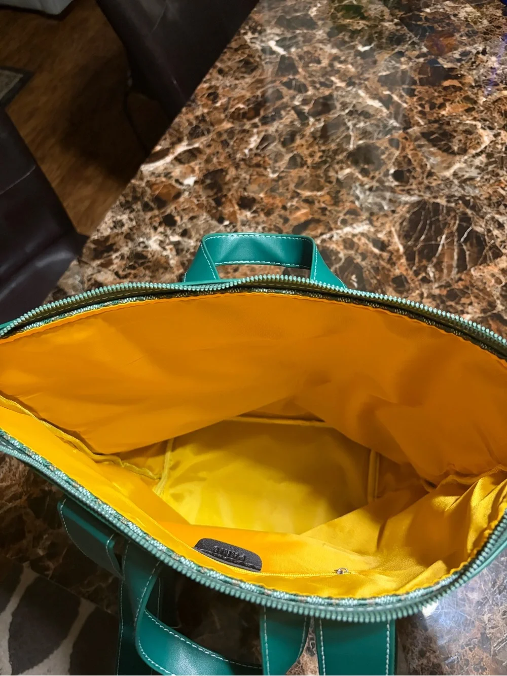 Goyard Green Leather Backpack Tote